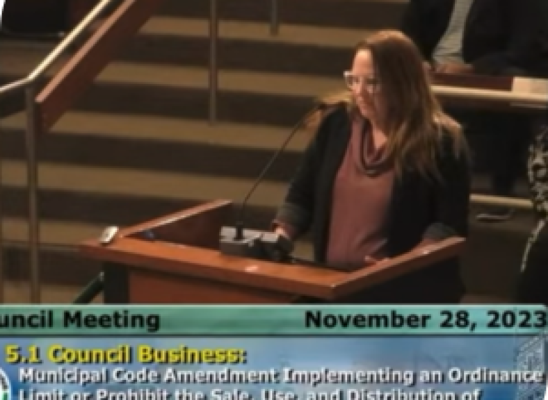 Representing CJ Biomaterials, Lauren Scott Advocates for Eco-Friendly Ordinances in Irvine Public Meeting